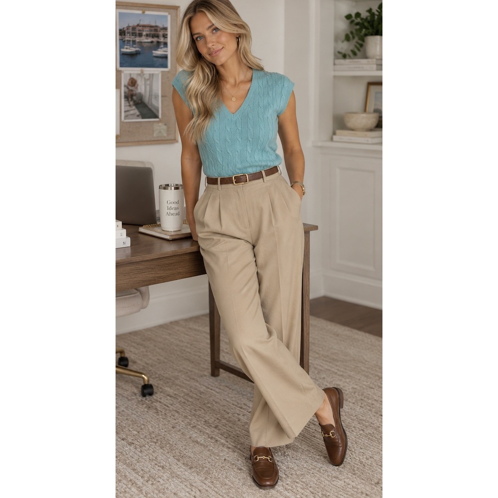 New York Company Aqua Blue Cable Knit Sweater Vest Womens Small
